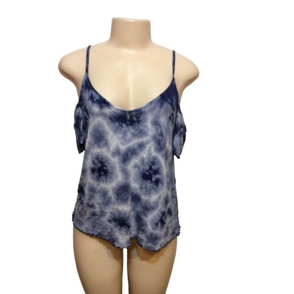 SOFT & Sexy Women Tye Dye Off Shoulder Top S Blue And White - Picture 1 of 4